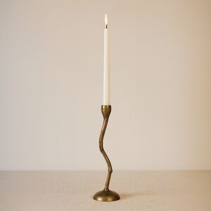Vintage Sculptural Aluminum Candlestick | Organic Modern Decor